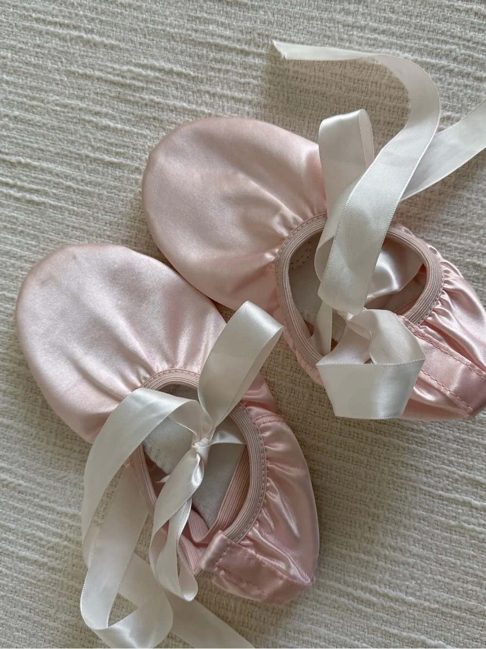 Kids Pink Satin Ballet Flats with Ribbon Tie